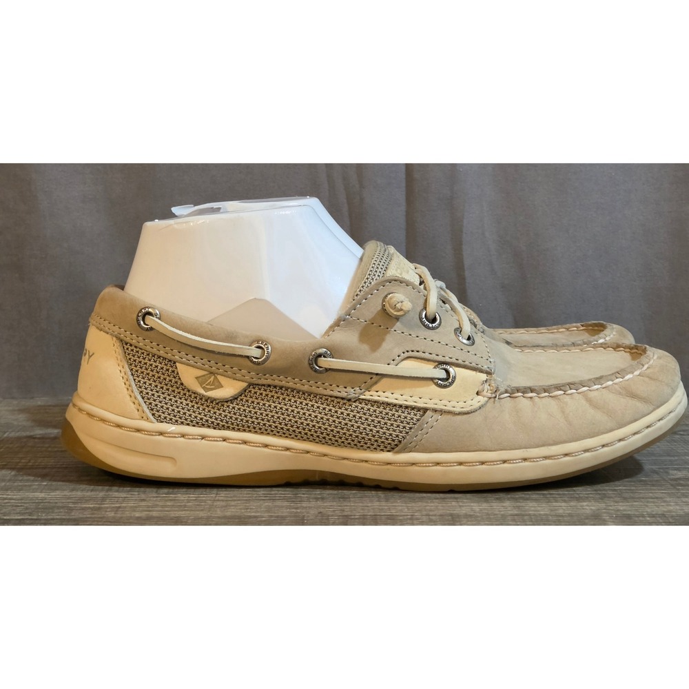 Sperry Bluefish 3-Eye Boat Shoes Womens Size 8.5 Tan Gray